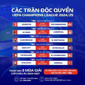 Champion League trở lại trên TV360 cùng gói cước mới hấp dẫn